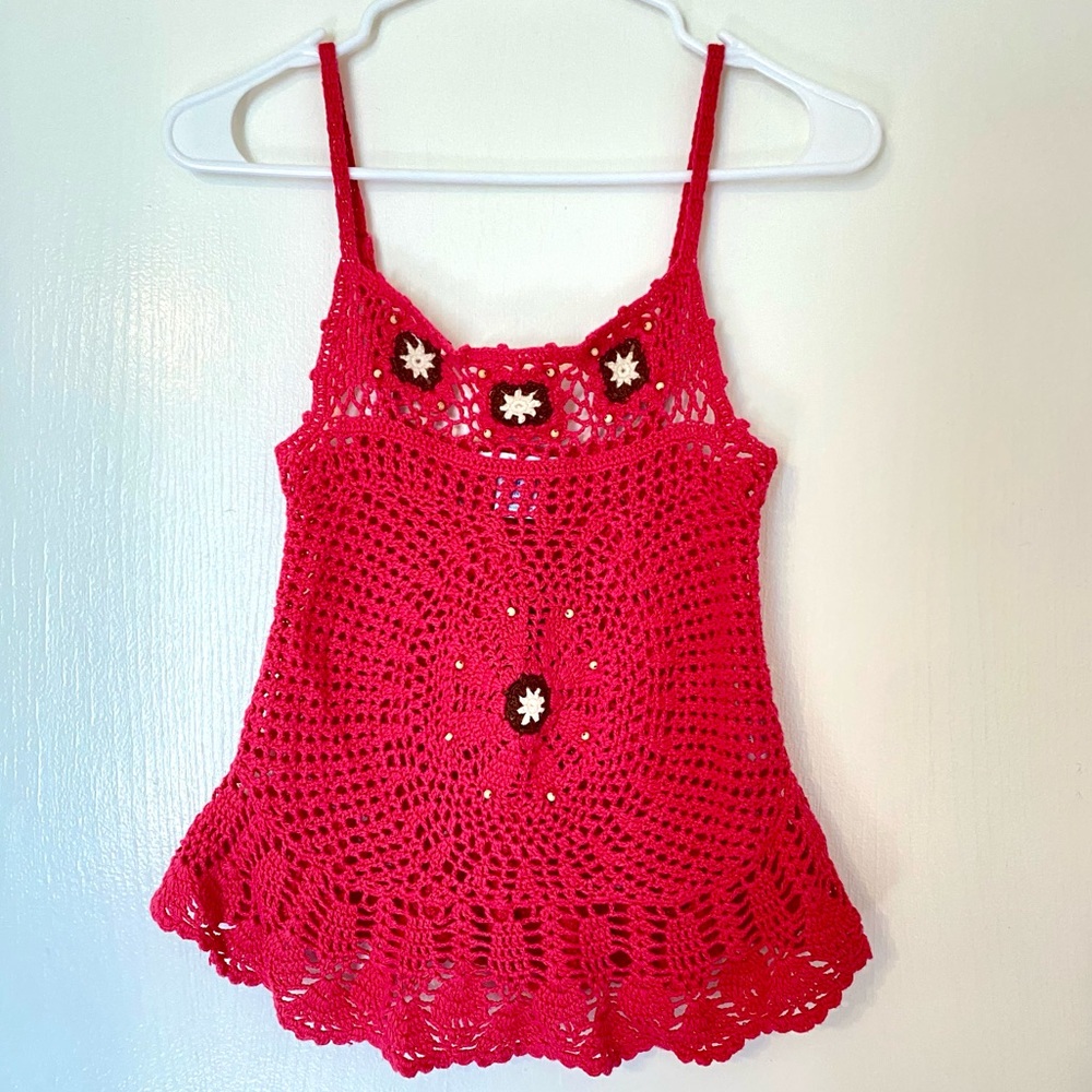 Pink Crochet Tank Top